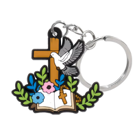 Bible & Cross PVC Keychain