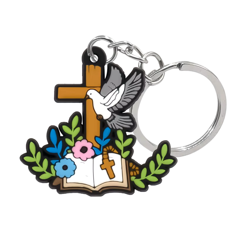 Bible & Cross PVC Keychain