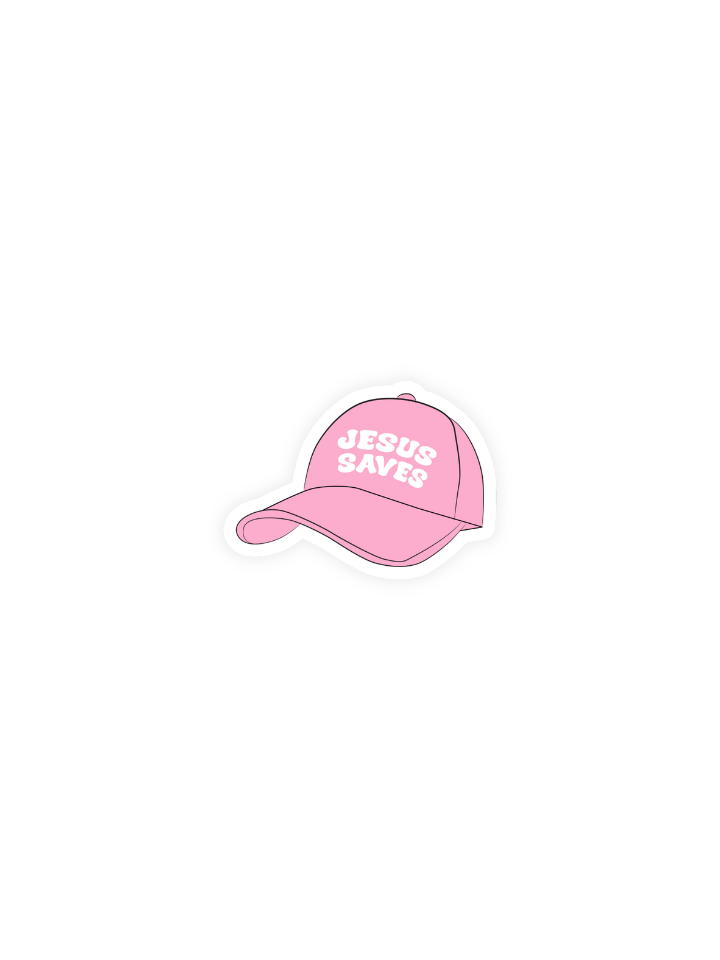 Jesus Saves Pink Hat Sticker