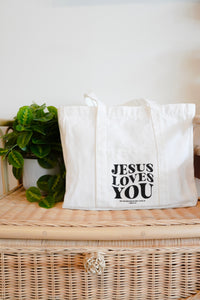 Jesus Loves You Zipper Tote