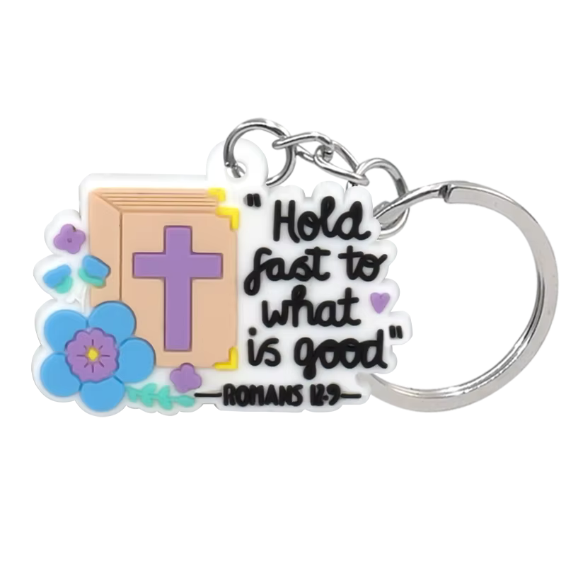 Romans 12:9 PVC Keychain
